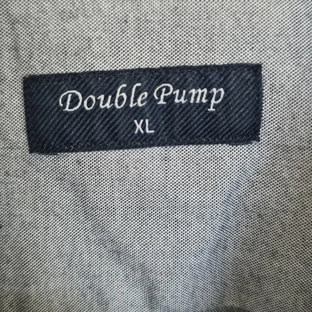 Double Pump Men's Button down Dress Shirt, Gray, Size XL